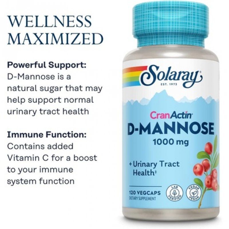 Solaray D-Mannose with CranActin Cranberry Supplement 400mg 60 VegCaps