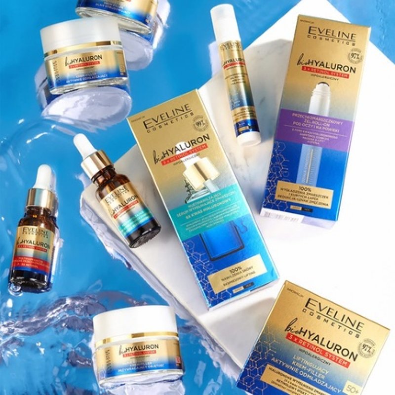 EVELINE COSMETICS Biohyaluron 3x Retinol System Anti Wrinkle Roll On Gel for Under Eye Area 15ml