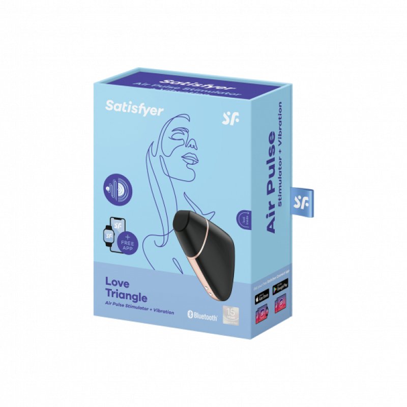 SATISFYER - LOVE TRIANGLE AIR PULSE STIMULATOR & VIBRATOR BLACK