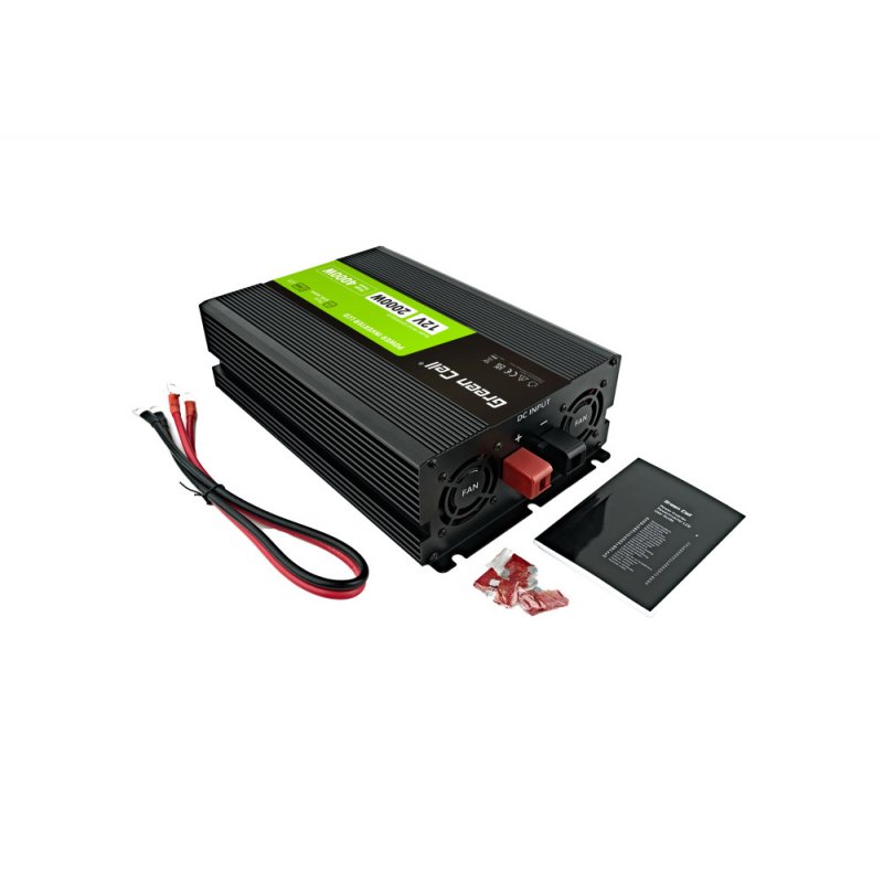 Green Cell Przetwornica napicia PowerInverter LCD 12 V 2000W/40000W Przetwornica samochodowa z wywietlaczem - czysty
