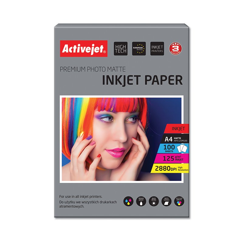 Activejet AP4-125M100 matt photo paper for ink printers A4 100 pcs