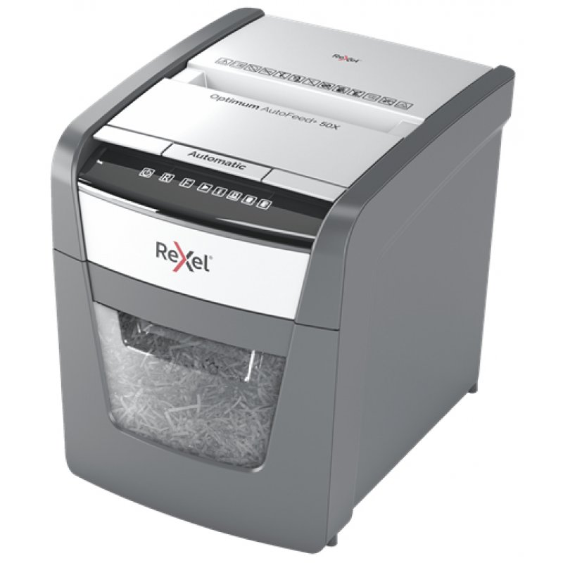 Rexel Optimum AutoFeed 50X paper shredder Cross shredding 55 dB 22 cm Black Grey