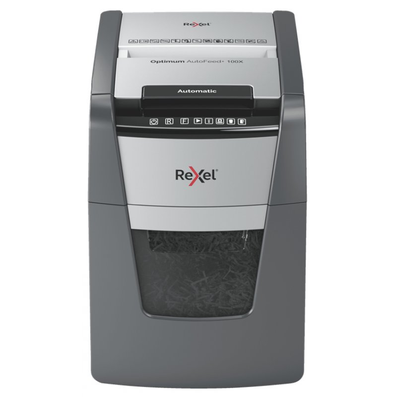 Rexel AutoFeed 100X automatic shredder P-4 cuts confetti cut (4x28mm) 100 sheets 34 litre bin