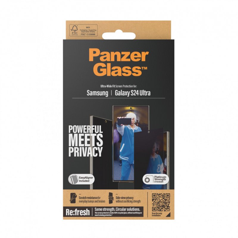 PanzerGlass Privacy Screen Protector Samsung Galaxy S24 Ultra | Ultra-Wide Fit w. EasyAligner