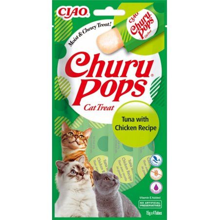 INABA Churu Pops Tuna with chicken - cat treats - 4x15 g