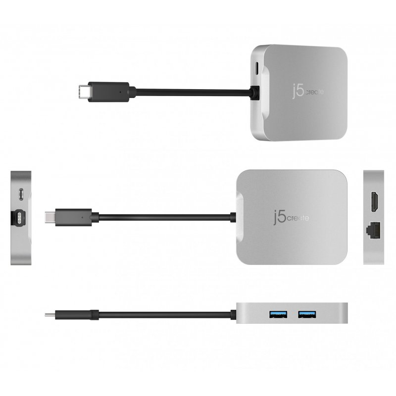 j5create JCD391 4K60 Elite USB-C® PD Multi-Port Adapter Silver