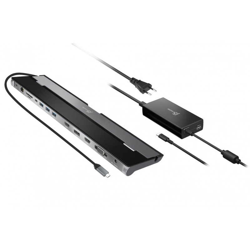 j5create JCD543P-EN Station d'Accueil USB-C Triple Achage avec Adaptateur 100W PD - UE