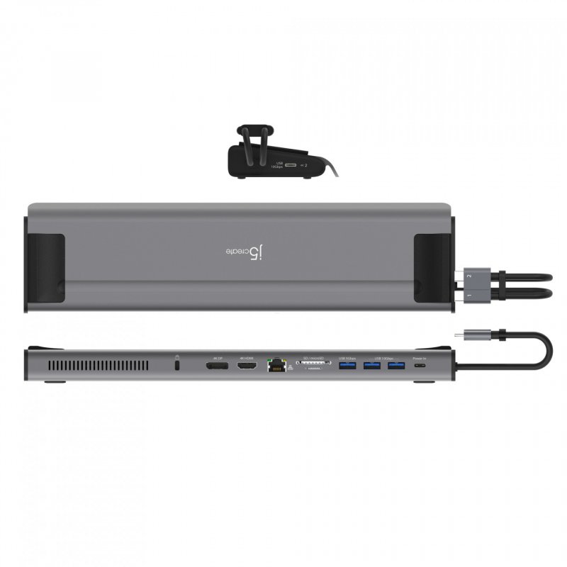 j5create JCD552 M.2 NVMe® USB-C® Gen 2 Docking Station Silver and Black