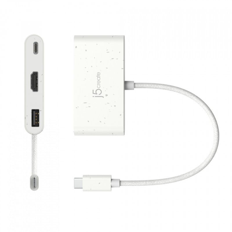 j5create JCA379EW-N USB-C écologique vers HDMI™ et USB™ Type-A avec Power Delivery