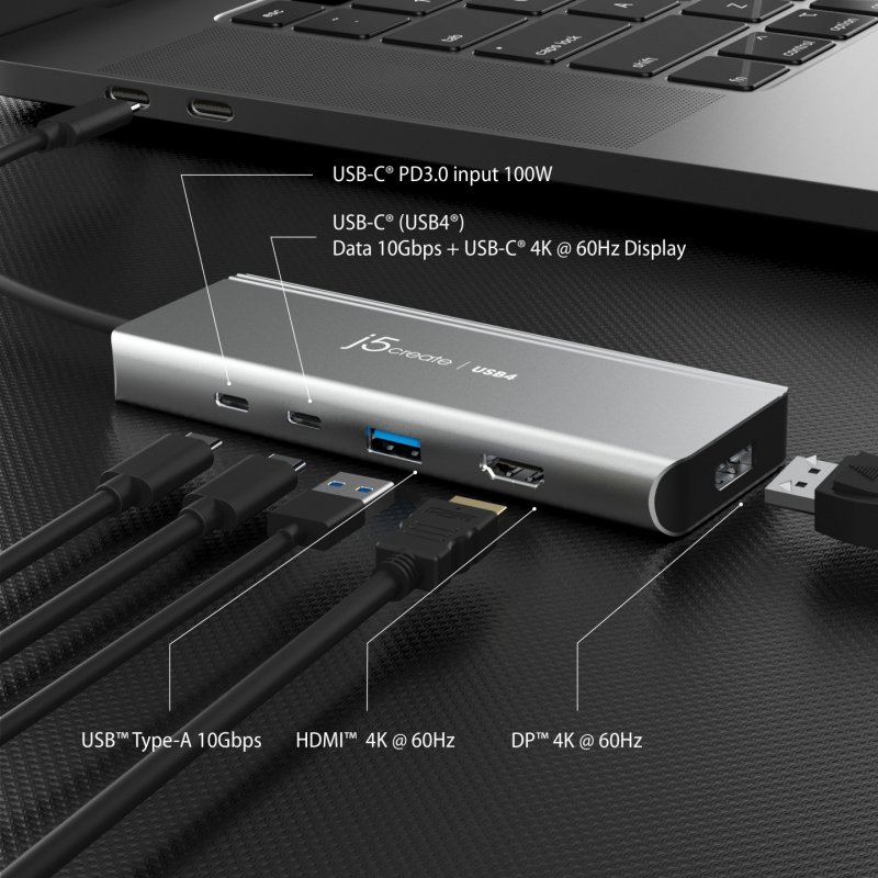 j5create JCD401-N HUB Multi-Ports USB4™ Double 4K