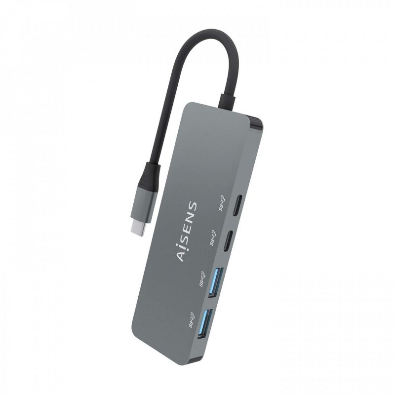 HUB AISENS USB 3.2 GEN2 10G USB-C/M-2XUSB-C/H-2XUSB-A/H 15CM GRIS