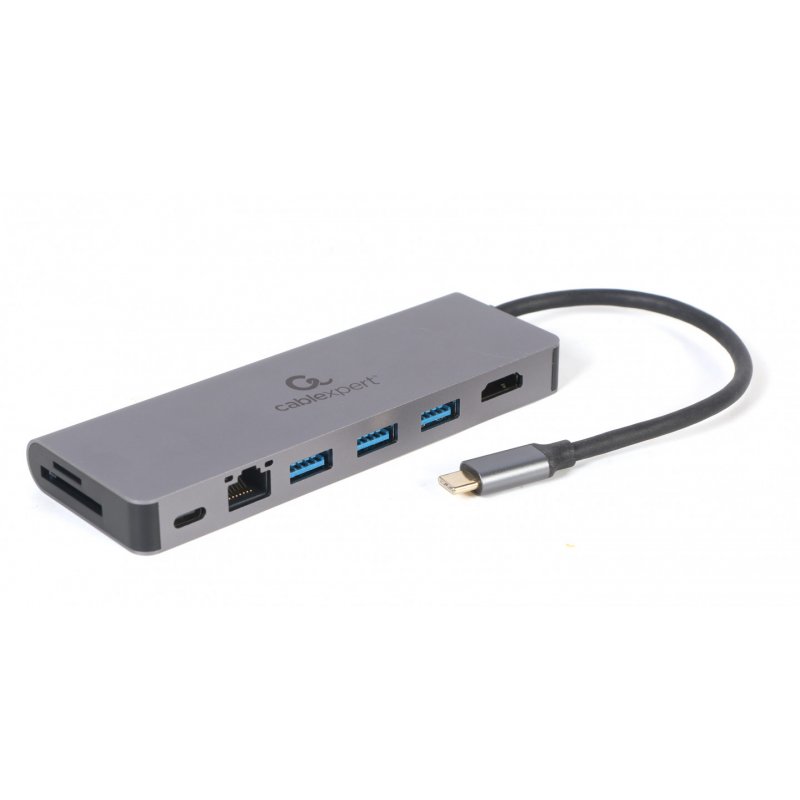 Gembird A-CM-COMBO5-05 hub & concentrateur USB 3.2 Gen 1 (3.1 Gen 1) Type-C 5000 Mbit/s Gris