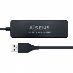 AISENS A104-0402 hub & concentrateur USB 2.0 480 Mbit/s Noir