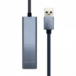 CONVERSOR AISENS USB 3.0 A ETHERNET GIGABIT HUB 3XUSB3.0 GRIS 15CM