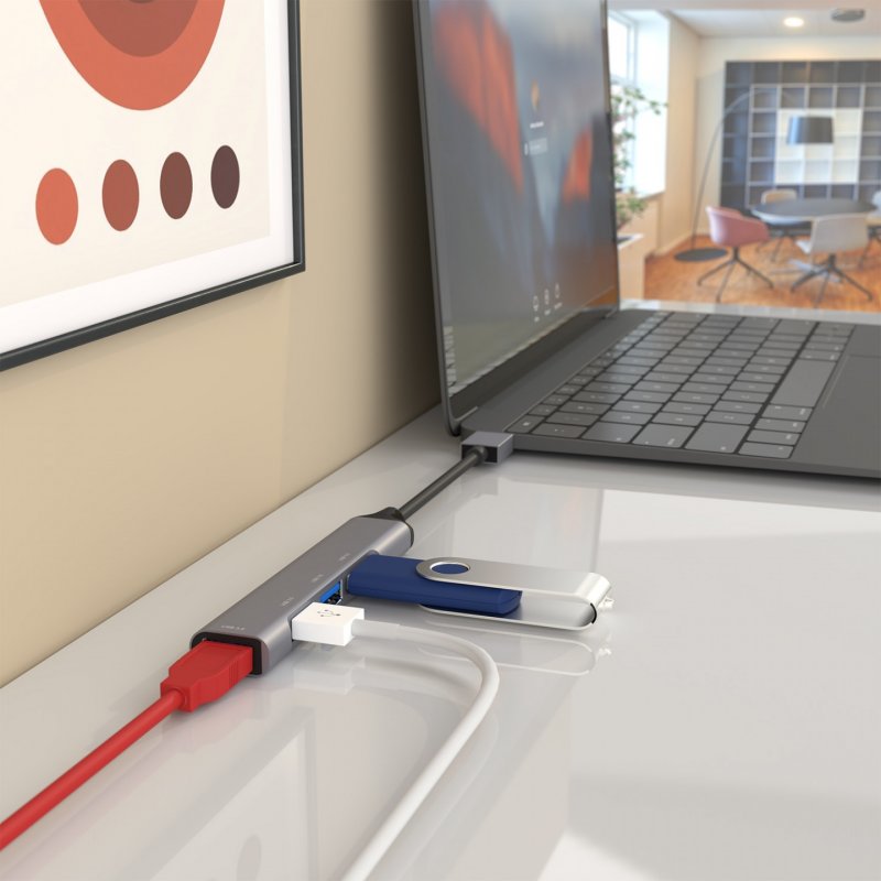 HUB AISENS USB 3.0 ALUMINIO TIPO A M-4XTIPO A H 10CM GRIS