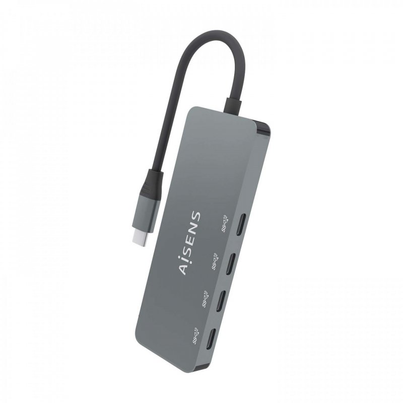 AISENS USB 3.2 Gen2 Hub 10G USB-C, USB-C/M-4xUSB-C/H, Grey, 15cm