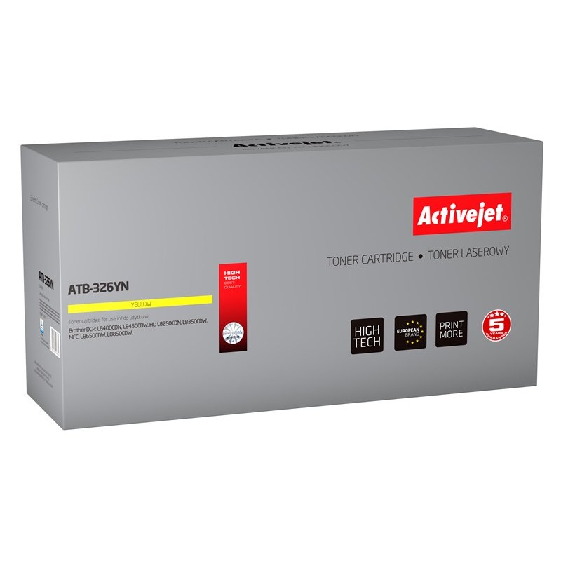 Activejet Cartouche de toner ATB-326YN (remplacement Brother TN-326Y Supreme 3500 pages jaune)