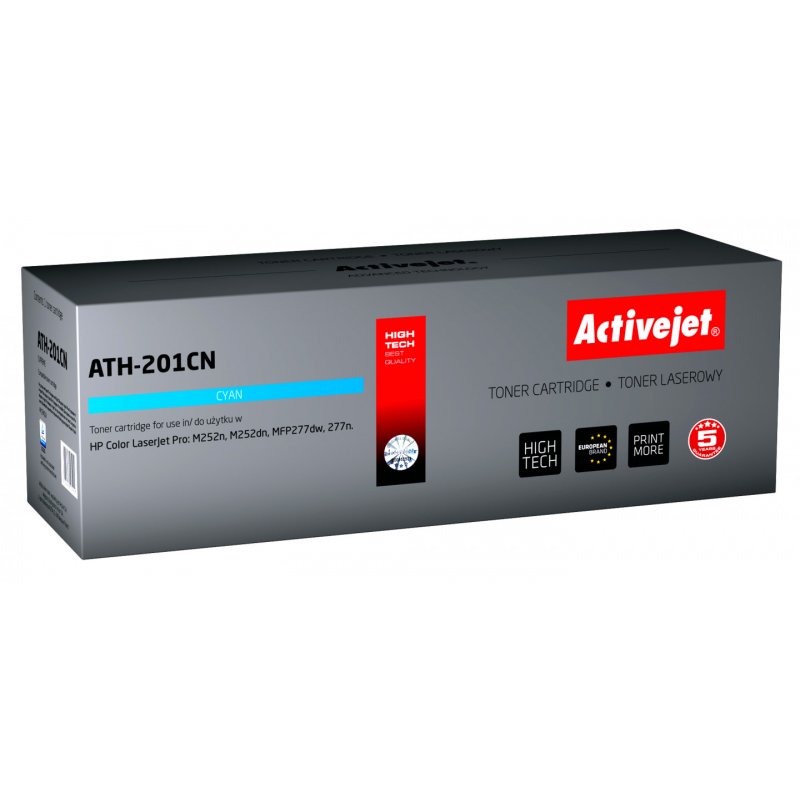 Activejet Cartouche de toner ATH-201CN pour imprimante HP, Remplacement HP 201A CF401A Suprême 1400 pages cyan