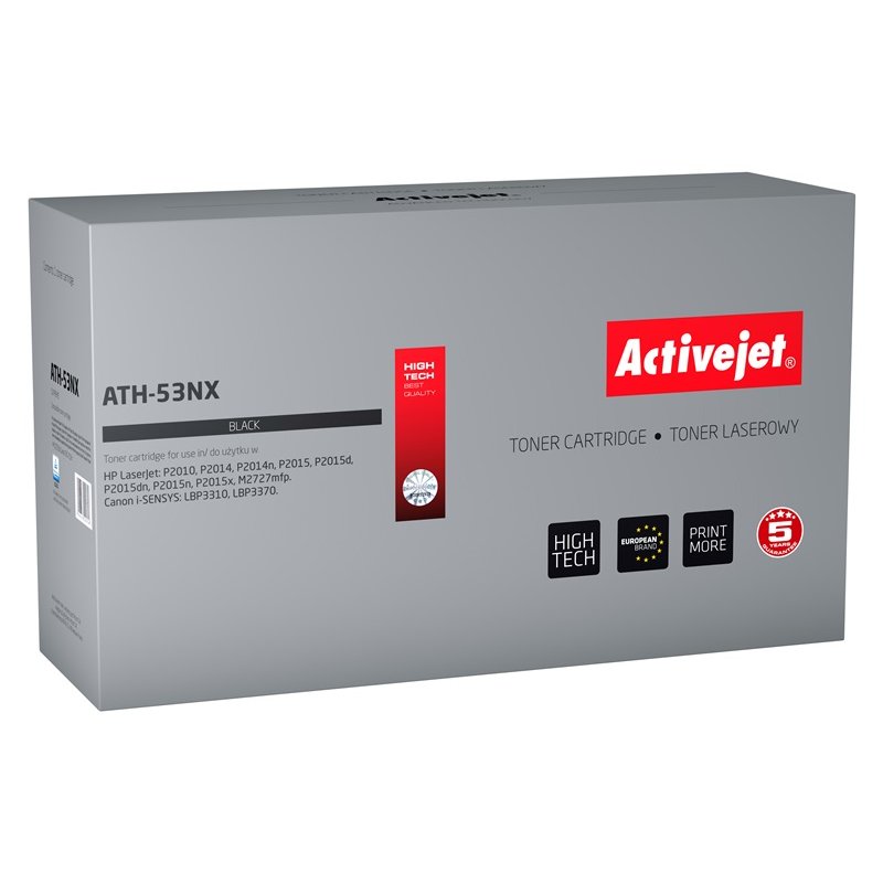 Activejet ATH-53NX Toner (replacement for HP 53X Q7553X Canon CRG-715H Supreme 7900 pages black)