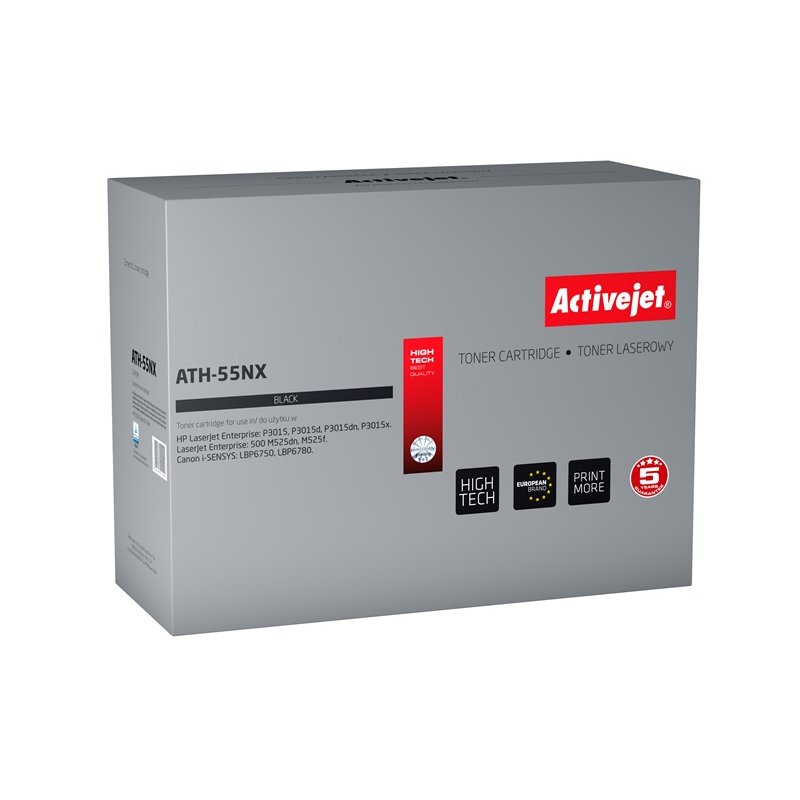 Activejet ATH-55NX Toner (replacement for HP 55X CE255X Canon CRG-724H Supreme 12500 pages black)