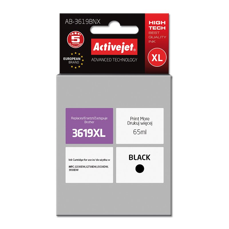 Activejet AB-3619BNX ink (replacement for Brother LC3619Bk Supreme 65 ml black)