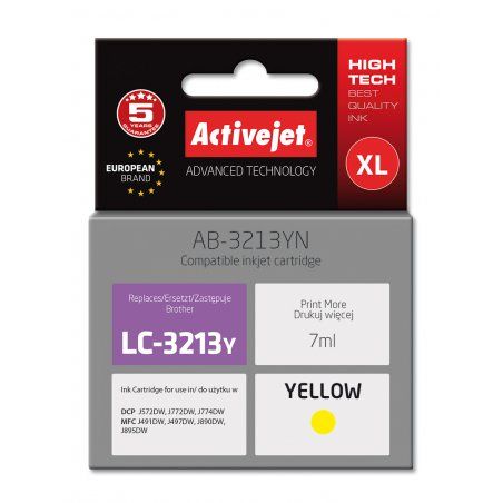 Activejet AB-3213YN encre d'imprimante pour Brother, Brother LC3213Y remplacement Suprême 7 ml jaune