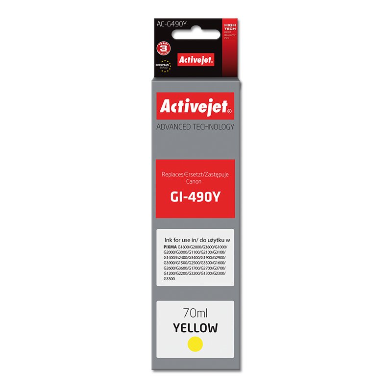Activejet AC-G490Y ink for Canon printer Canon GI-490Y replacement Supreme 70 ml yellow