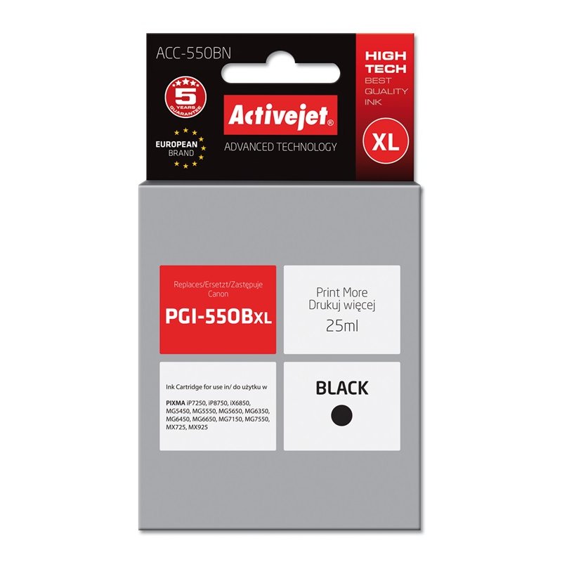 Activejet Encre ACC-550BN (remplacement de Canon PGI-550BK Supreme 25 ml noir)