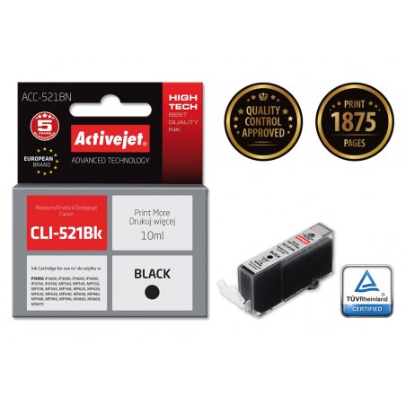 Activejet ACC-521BN Ink cartridge (replacement for Canon CLI-521Bk Supreme 10 ml black)