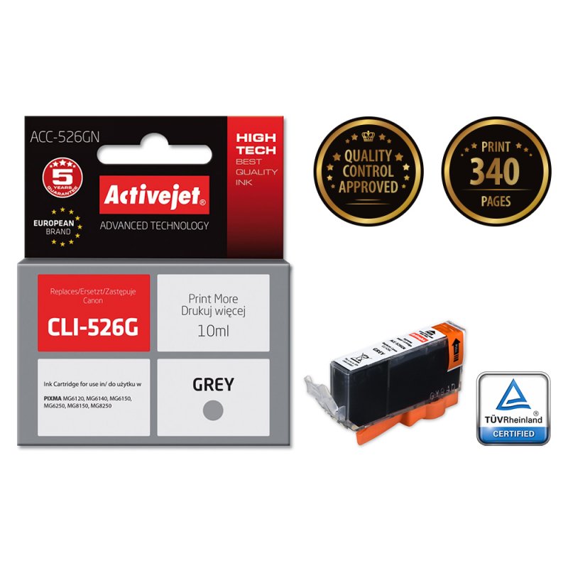 Activejet ACC-526GN ink for Canon printer Canon CLI-526G replacement Supreme 10 ml grey