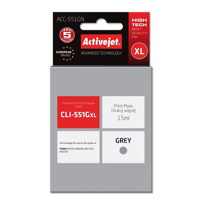 Activejet ACC-551GN ink for Canon printer Canon CLI-551G replacement Supreme 15 ml grey
