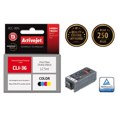 Activejet ACC-36N ink (replacement for Canon PGI-36 Supreme 12.5 ml color)