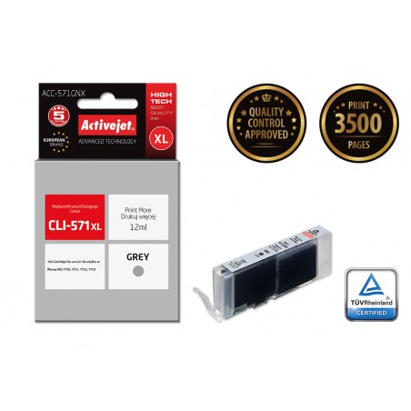 Activejet ACC-571GNX ink (replacement for Canon CLI-571G XL Supreme 12 ml grey)