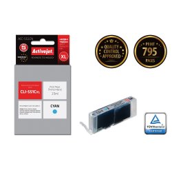 Activejet ACC-551CN Ink cartridge (replacement for Canon CLI-551C Supreme 15 ml cyan)