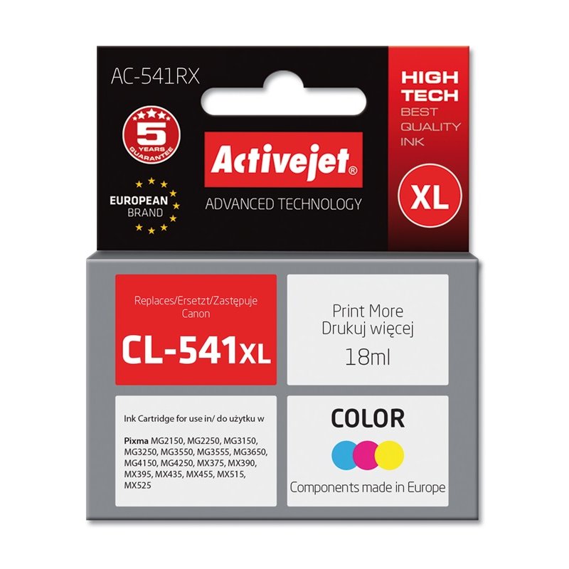Activejet AC-541RX ink (replacement for Canon CL-541 XL Premium 18 ml color)