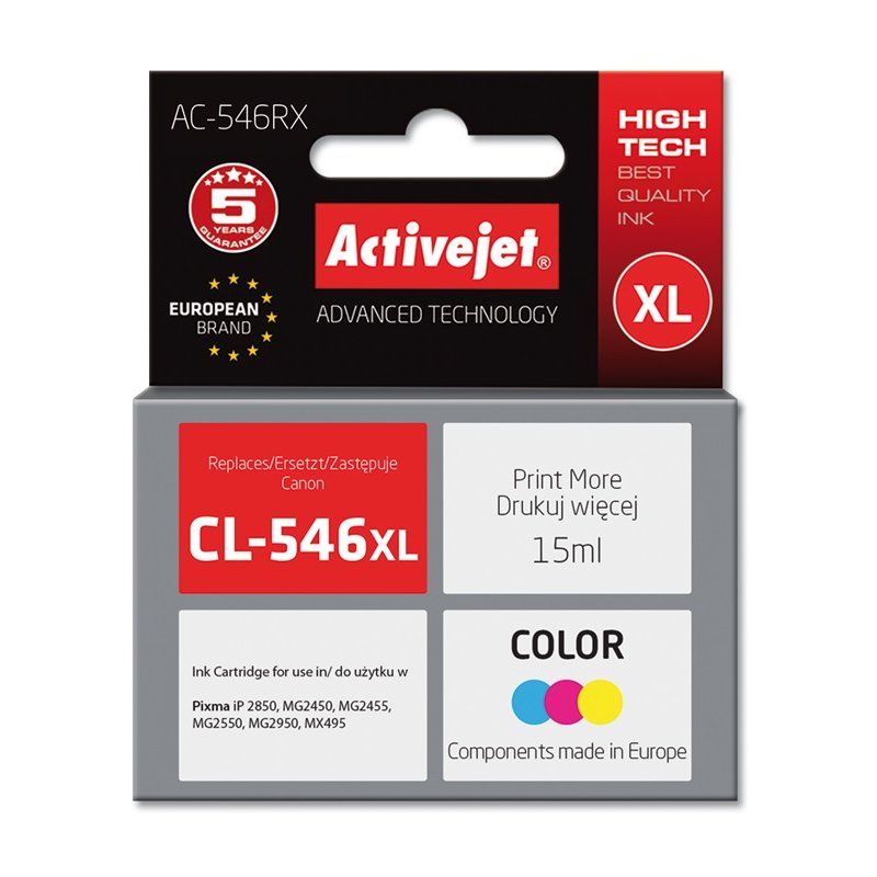 Activejet Encre AC-546RX (remplacement Canon CL-546XL Premium 15 ml couleur)