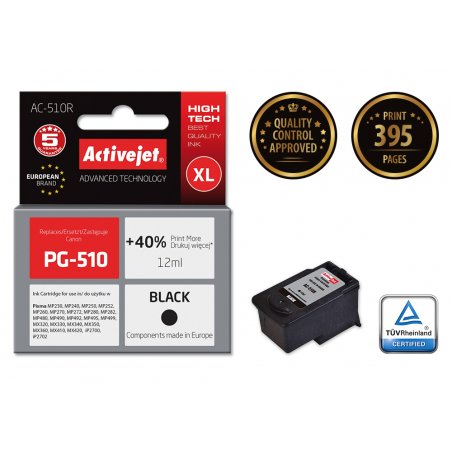 Activejet Encre AC-510R (remplacement de Canon PG-510 Premium 12 ml noir)