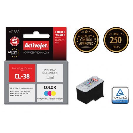 Activejet AC-38R ink (replacement for Canon CL-38 Premium 12 ml color)