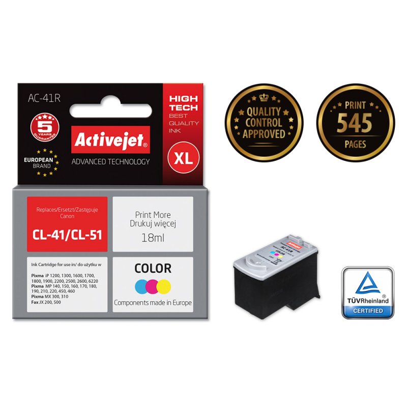 Activejet AC-41R ink (replacement for Canon CL-41/CL-51 Premium18 ml color)