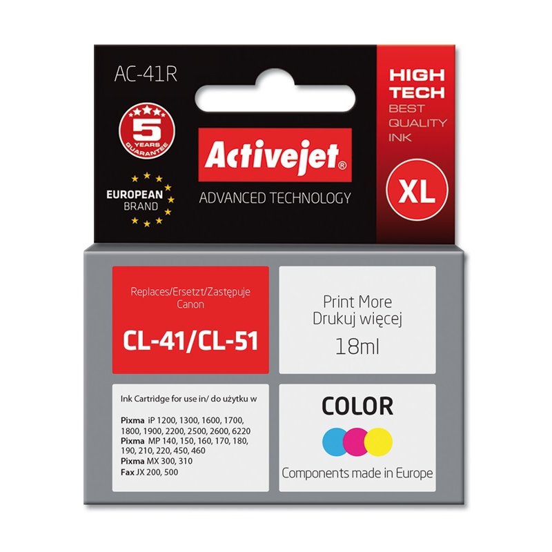Activejet Encre AC-41R (remplacement Canon CL-41 Premium 18 ml couleur)