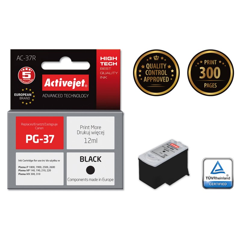 Activejet AC-37R ink (replacement for Canon PG-37 Premium 12 ml black)