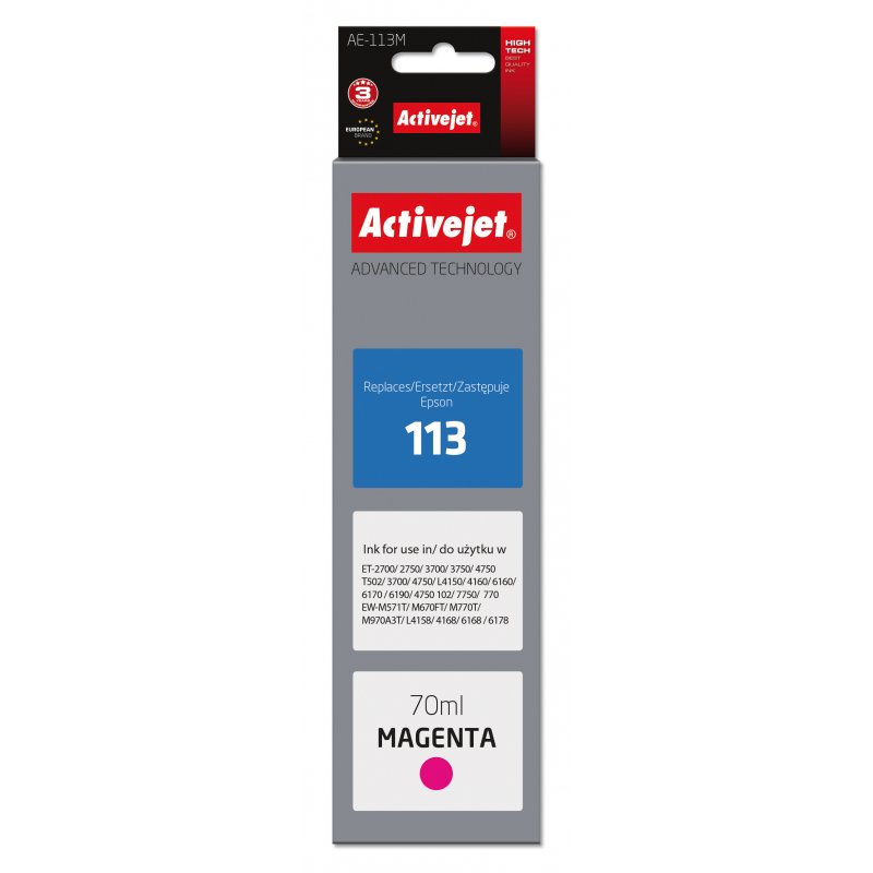 Activejet Encre AE-113M (remplacement Epson 113 C13T06B340 Suprême 70ml rouge)