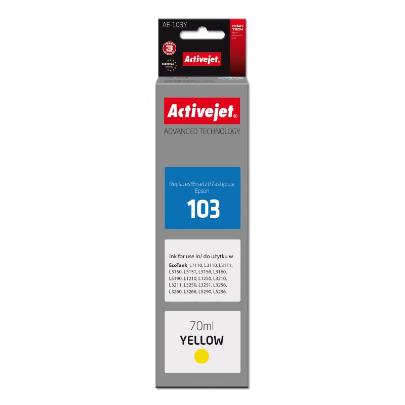 Activejet AE-103Y ink (replacement Epson 103 C13T00S44A Supreme 70 ml yellow)