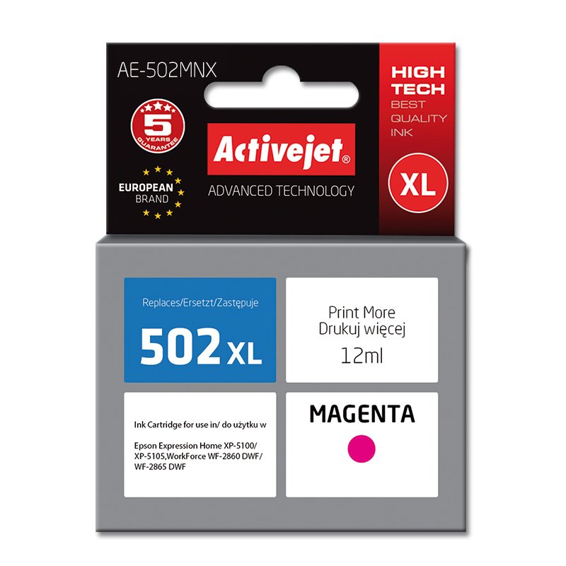 Activejet Encre AE-502MNX (remplacement Epson 502XL W34010 Suprême 12 ml rouge)