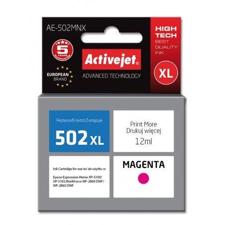 Activejet Encre AE-502MNX (remplacement Epson 502XL W34010 Suprême 12 ml rouge)