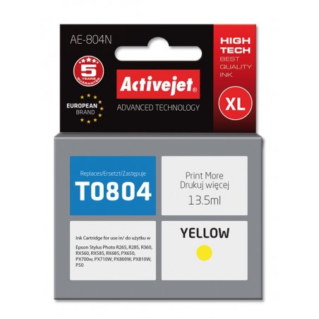 Activejet Encre AE-804N (remplacement Epson T0804 Suprême 13.5 ml jaune)