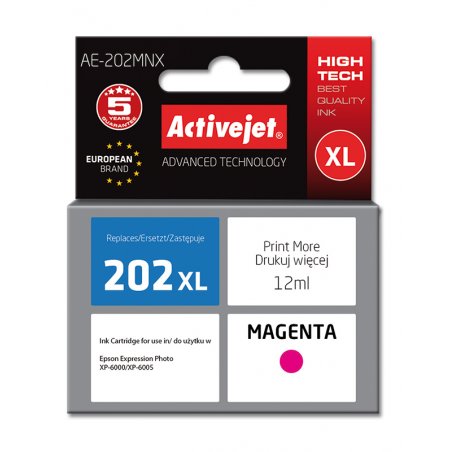 Activejet Encre AE-202MNX (remplacement Epson 202XL H34010 Suprême 12 ml rouge)