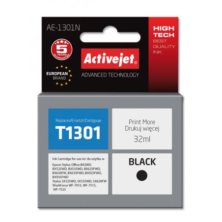Activejet Encre AE-1301N (remplacement Epson T1301 Suprême 32 ml noir)