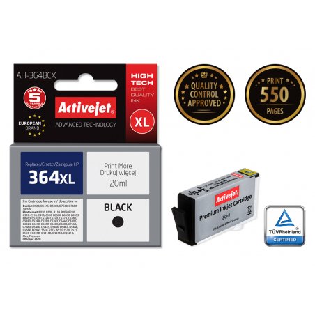 Activejet AH-364BCX HP Printer Ink Compatible with HP 364XL CN684EE Premium 20 ml black.