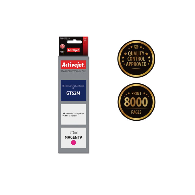 Activejet Encre AH-GT52M (remplacement HP GT52M M0H55AE Suprême 70 ml rouge)